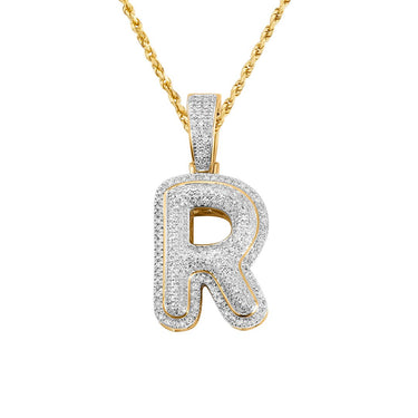 yellow diamond letter R pendant